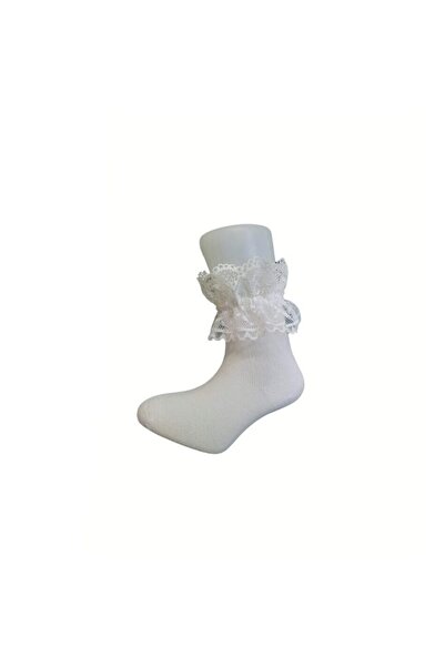 Daymod Day Mod - Șosete din dantelă pentru fete, bumbac, albe, 9 ani