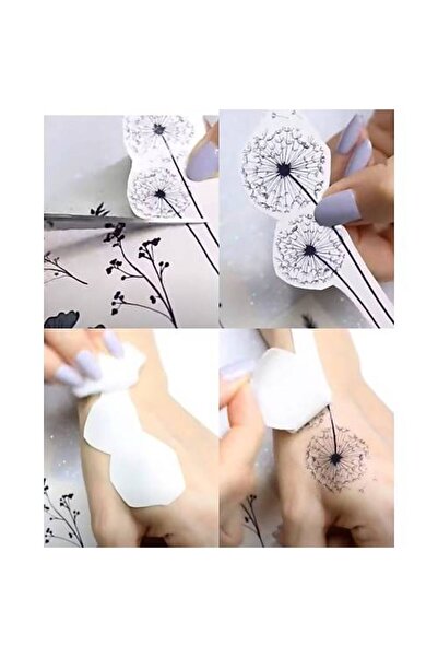 Lavmi Kaplan Bıçak Büyük Boy Yapıştırma Dövme Geçici Dövme Seti 4 Adet Birden