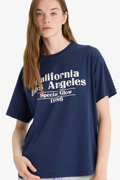 DeFacto New Season Oversize Wide Fit Crew Neck Printed Short Sleeve T-Shirt