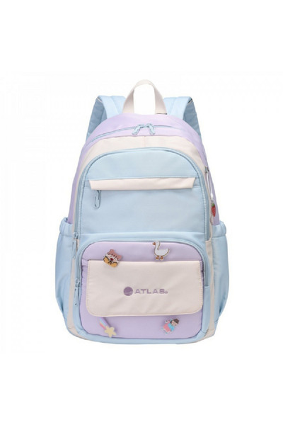 Atlas حقيبة ظهر مدرسية مقاومة للماء بسحاب للإغلاق مع أحزمة قابلة للتعديل