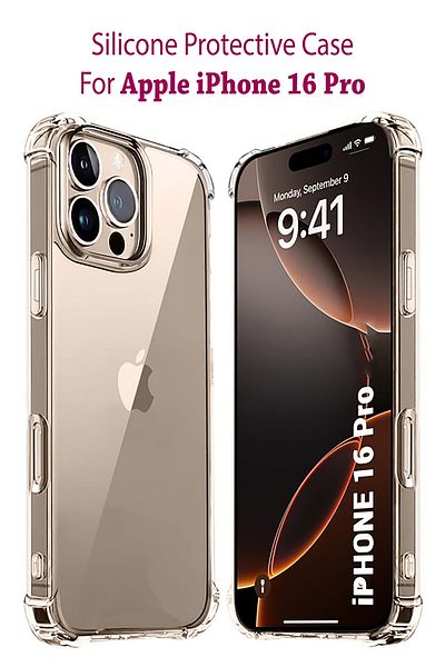 Generic Silicone Protective Back Case Cover For Apple iPhone 16 Pro Transparent
