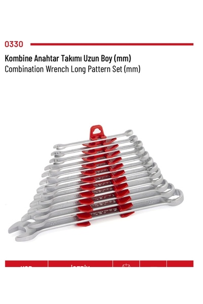 İzeltaş Kombine Anahtar Takımı (Yarım Takım) 12 'li Uzun Boy