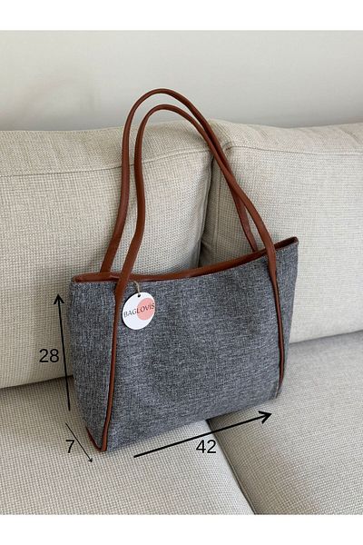 BAGLOVİS Large Size Canvas Fabric Women's Bag En42 Uzn28