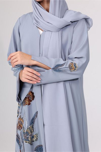 IKKXA Floral Beaded Embroidery Abaya