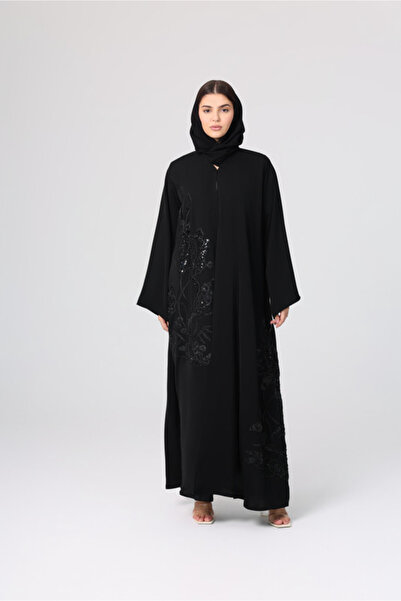 IKKXA Luxury Design Beaded Embroidery Soild Abaya