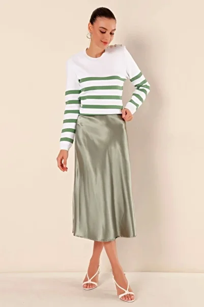 Butik 15806 Satin Skirt - Sage