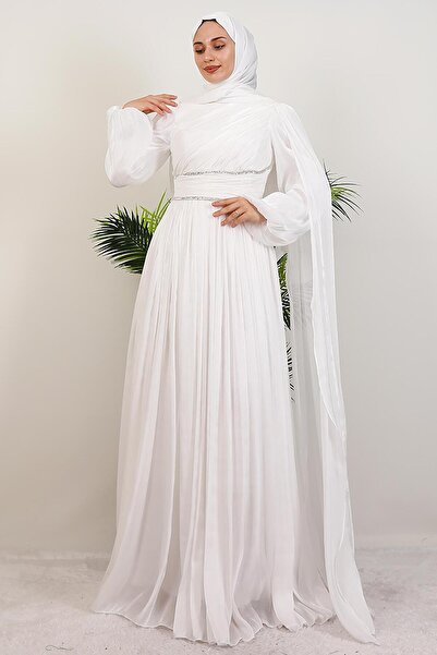 GİYZAMİLA Paris Abiye Beyaz