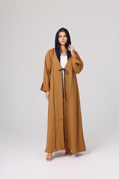 IKKXA Casual Front Tie Colored Abaya