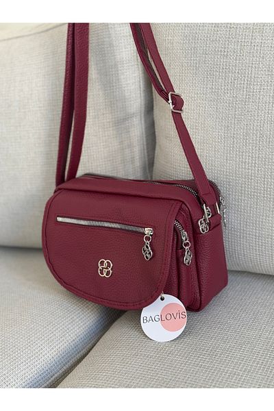BAGLOVİS Four Pockets Casual Bordo Women's Bag En25 Boy20