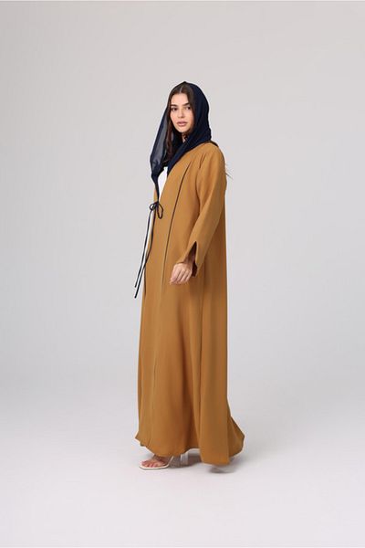 IKKXA Casual Front Tie Colored Abaya