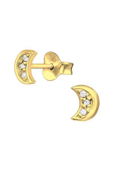 Sophia Collection Cercei argint 925 placat cu aur 24K model Semi-luna cu cristale Sophia Collection