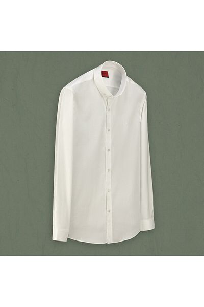 Sarar Interview Men's Woven 100% Cotton Fabric Slim Fit White Shirt