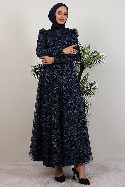 GİYZAMİLA Rochie de seara Lumina cu sclipici Albastru Marin