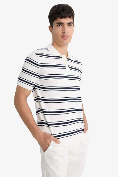DeFacto New Season Striped Knitwear Short Sleeve Polo T-Shirt