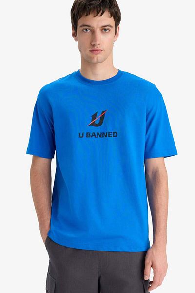 DeFacto New Season 100% Cotton Boxy Fit Crew Neck Printed Short Sleeve T-Shirt