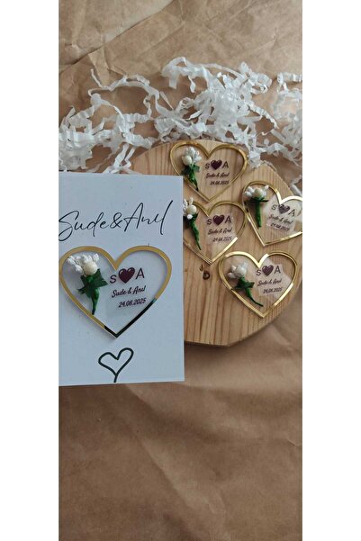 Bella amore 10 Adet Gold Plaksi Nikah Nşan Magneti kişiye özel