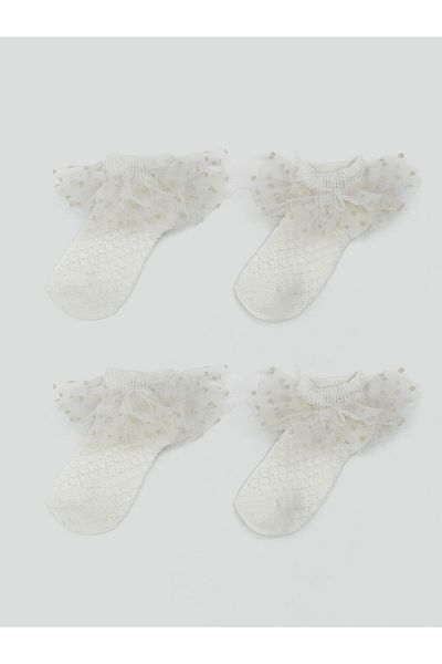 LC Waikiki Quality Parts from Celebi Store |   Ecru Basic Lace Baby Girl Booties Socks 2-Piece