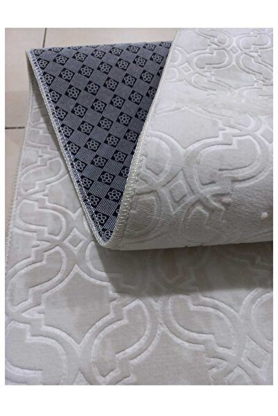 Nesrin JEL KAYMAZ TABAN VİOLİN EMBOS KESME RULO HALI KREM KAHVE MAKİNEDE YIKANABİLİR