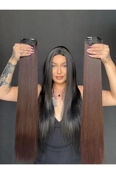 Suzan Peruk Sıcak Kahverengi Çikolate kahve 8 parça Düz uzun Çıt Çıt Saç 70cm...