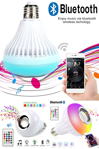 Janva Kumandalı Bluetooth Hoparlörlü Akıllı Rgb Ledli Ampül Müzikli Ampül Ses...