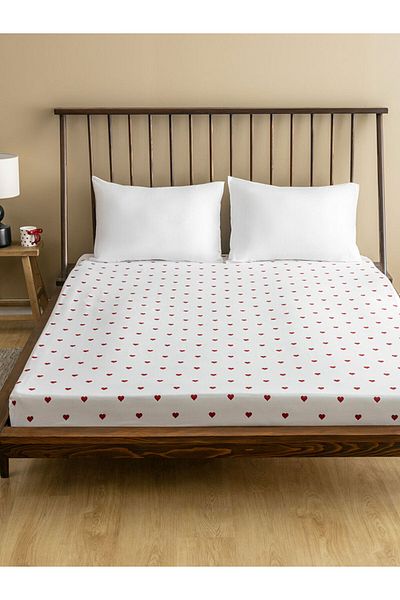 LC Waikiki Quality Parts from Celebi Store |   Red Heart Printed Double Fitted Sheet