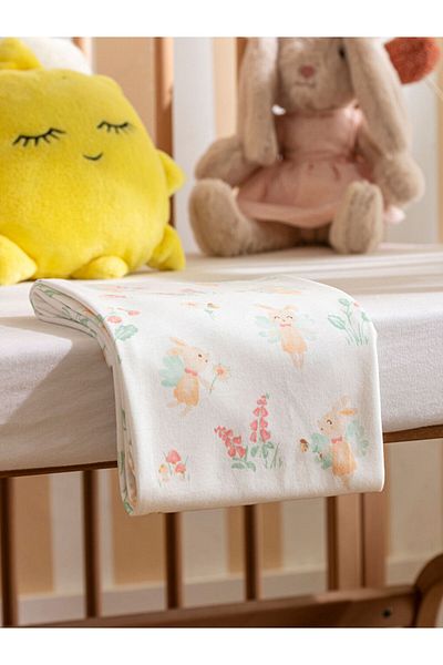 LC Waikiki Quality Parts from Celebi Store |   Ecru Printed Baby Girl Cover 90X100 cm