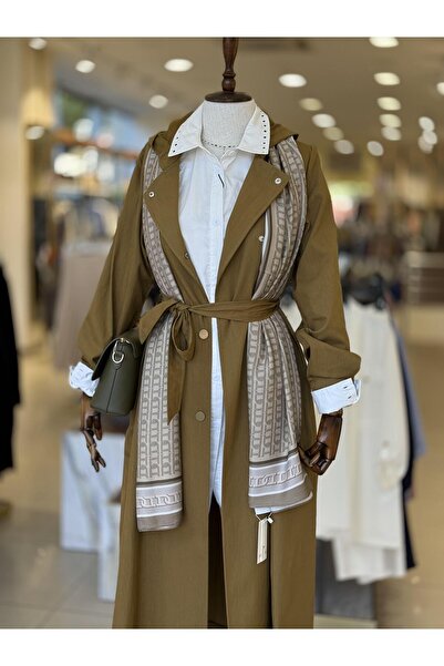 Kayra Kuşaklı Uzun Olive Trençkot 14011