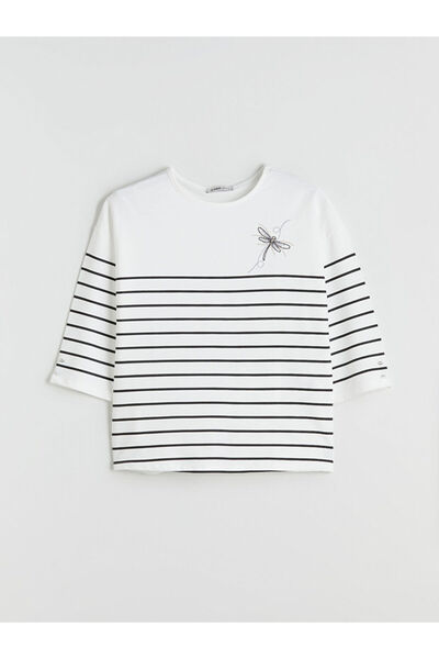 LC Waikiki Quality Parts from Celebi Store |   Crew Neck Striped Combed Cotton Women's T-Shirt