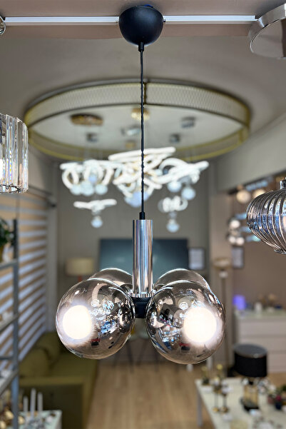 MINIMAL ETICARET VE BILGI TEKNOLOJILERI Globe Black & Silver QUAD Sarkıt Cam ...