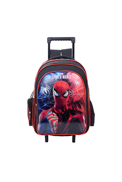 Marvel حقيبة عربة للأطفال بسحاب إغلاق ومقبض تلسكوبي بتصميم سبايدرمان