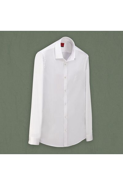 Sarar Interview Woven Cotton Fabric Dacron Slim Fit White Shirt