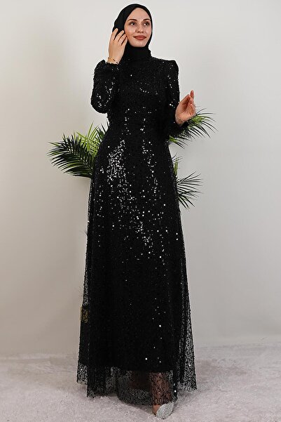 GİYZAMİLA Φόρεμα με πούπουλα μαύρο