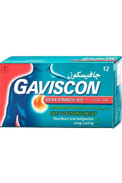 Gaviscon Extra Strength Peppermint Flavor 12 Tablet