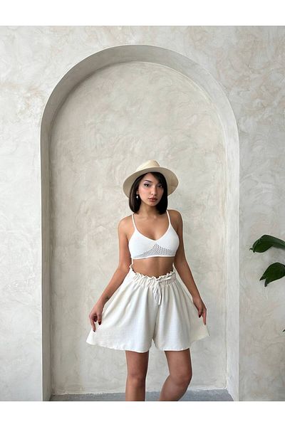 Bleu Petite Linen Fabric Comfortable Fit Women's Shorts