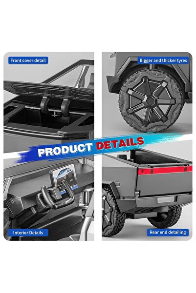 Toybox Tesla Cybertruck Simulation Alloy Mini Die-casting Model Toy With Sound and Light Car