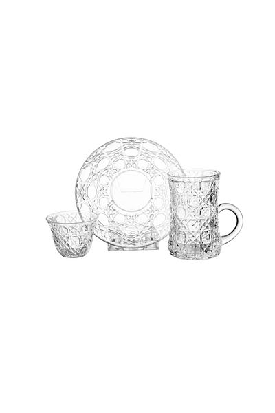 Dania 18-piece glass tea set, 6 teacups + 6 tea saucers + 6 cups