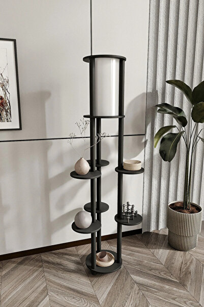 RAVILO Volante Raflı Lambader Siyah, 1. Sınıf MDF ve PVC Başlık