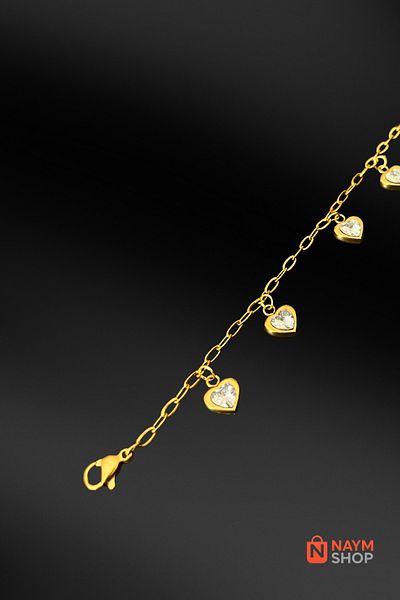 NAYM SHOP Stoned Heart Bracelet Steel Gold