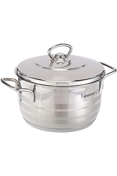 KORKMAZ Astra Stainless Steel Casserole 18x10 cm / 2.5 L | Induction Compatible Cooking Stock Pot wi
