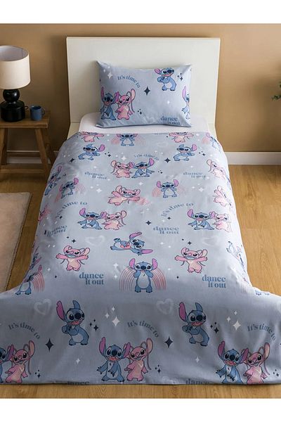 LC Waikiki Lcw Home Blue Lilo and Stitch Printed Children's Duvet Cover Set