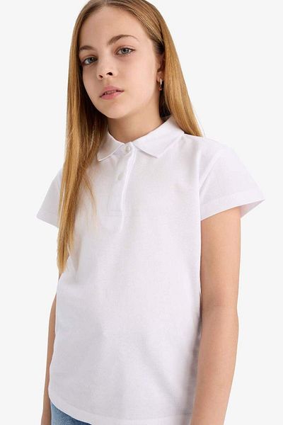 DeFacto New Season Girls Polo Neck Basic Plain Cotton Short Sleeve School T-Shirt