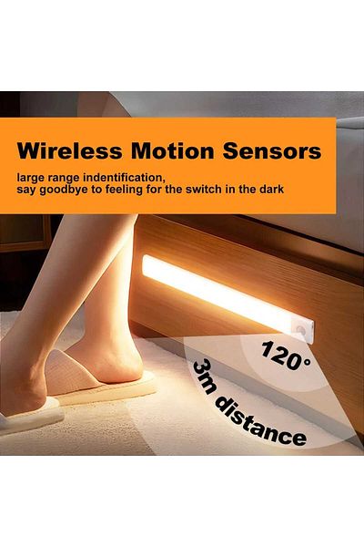 ماركة غير محددة Wireless Rechargeable LED Night Lights Smart Body Sensor Light Strip for Kitchen Wardrobe