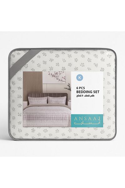 TSUMAB Ansaaj 6 PCS King Size Bedding Set – Elegant Floral Design