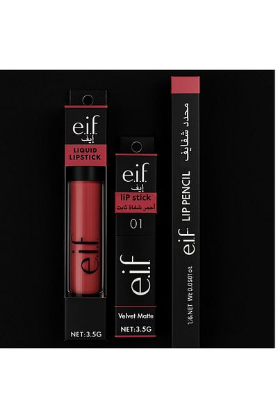 ELF Eve Liquid, Dry and Defining Lipstick Set - 01 - 11 - Srarlit Skarlet - Charming Velvet Touch
