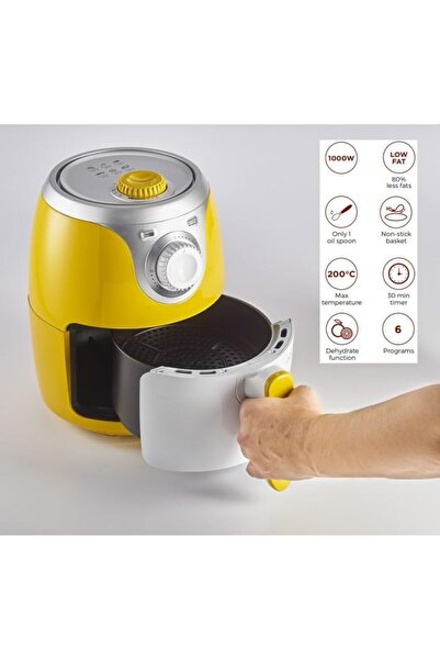 ARIETE Air Fryer Mini 2.8L, 1000W, with 6 Programs for Baking and Frying, Non Stick Basket, 200°C T