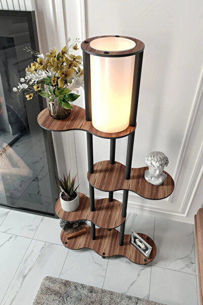 RAVILO Travers Raflı Lambader Ceviz