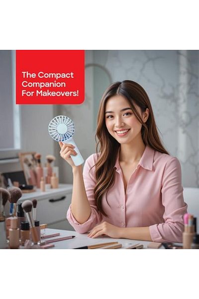Sanford Rechargeable Hand Fan - 3-Speed, Type-C USB Charging & Portable (Blue)