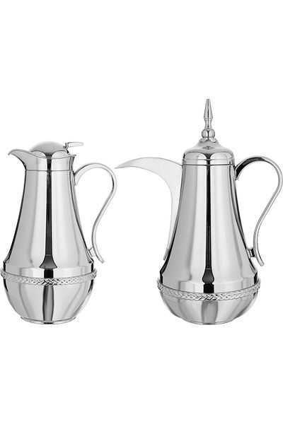 Alsaif Gallery Nova Thermos Set Alsaif Gallery, 0.7 / 1 Liter, 2 Pieces, Glass Inner Lining, Stainless Steel Outer