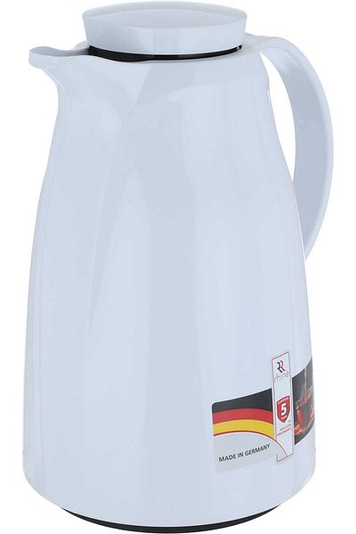 Rhein Thermos, 2L, Glass Inner Body, Plastic Outer Body - White