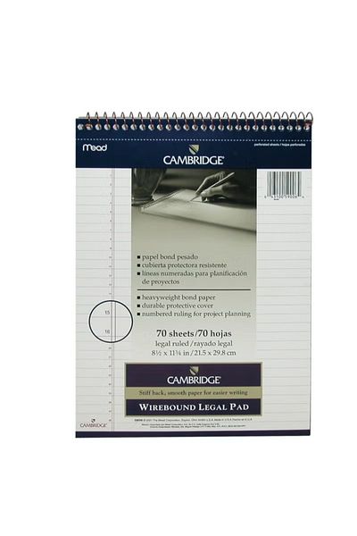 Cambridge دفتر كتابة ممتاز A4 - 70 ورقة / 140 صفحة، ورق مسطر ناعم